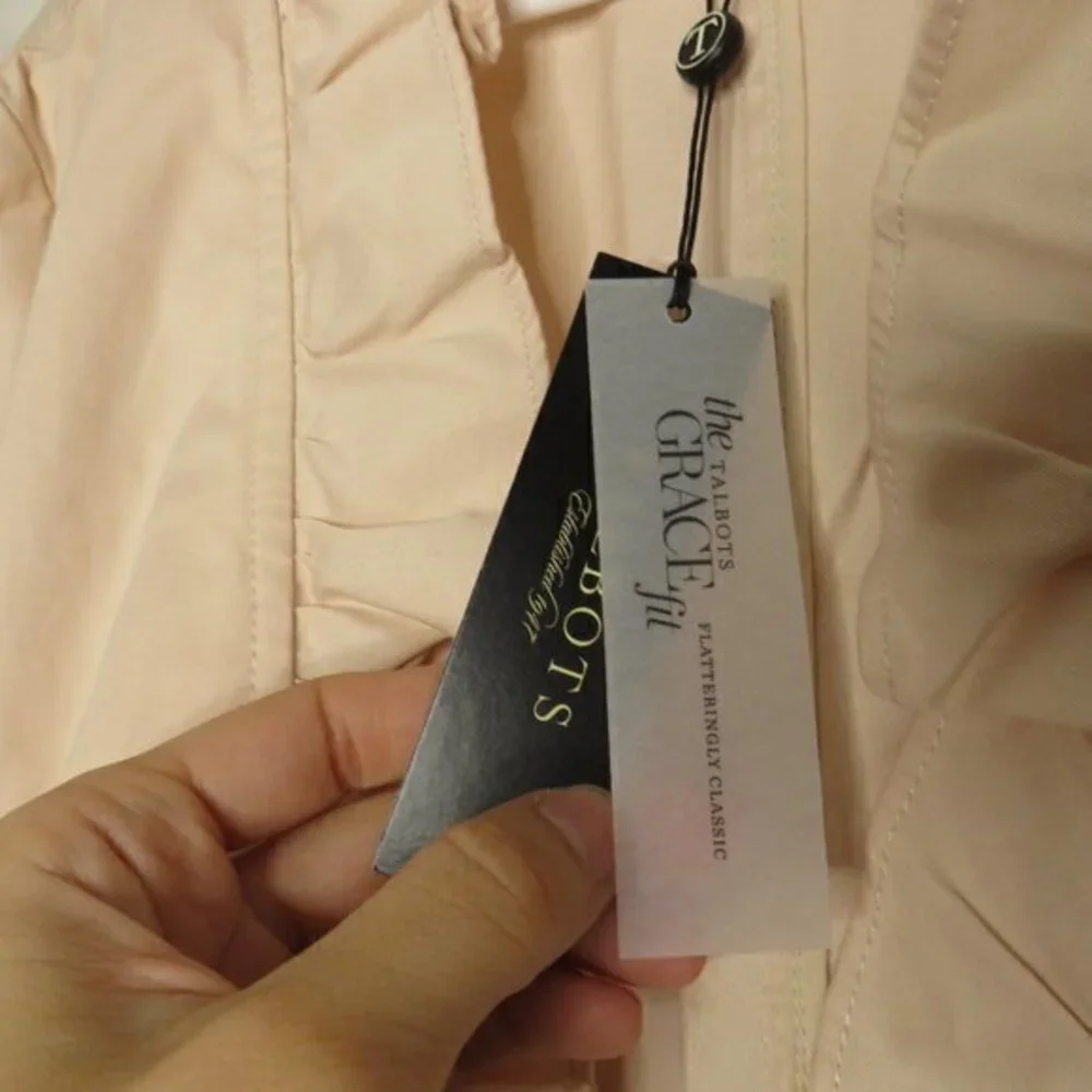 Talbots Peach Open‎ Front Stretch Pockets Ruffles jacket - Picture 5 of 6